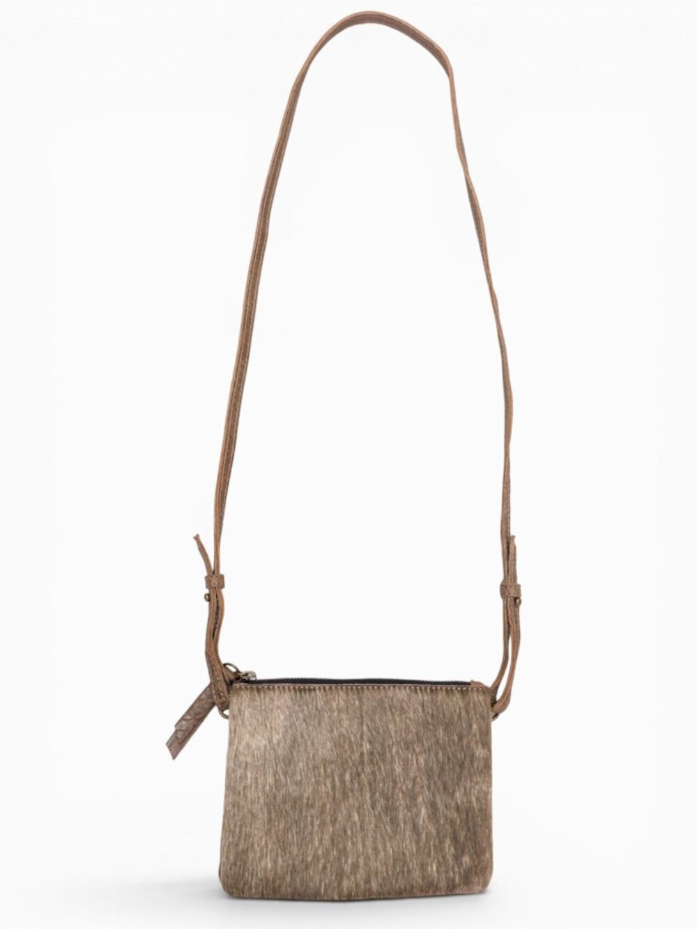 49 Square Miles Leather & Hair-On-Hide Crossbody, Dual-Pocket Design - Picture 2 of 15